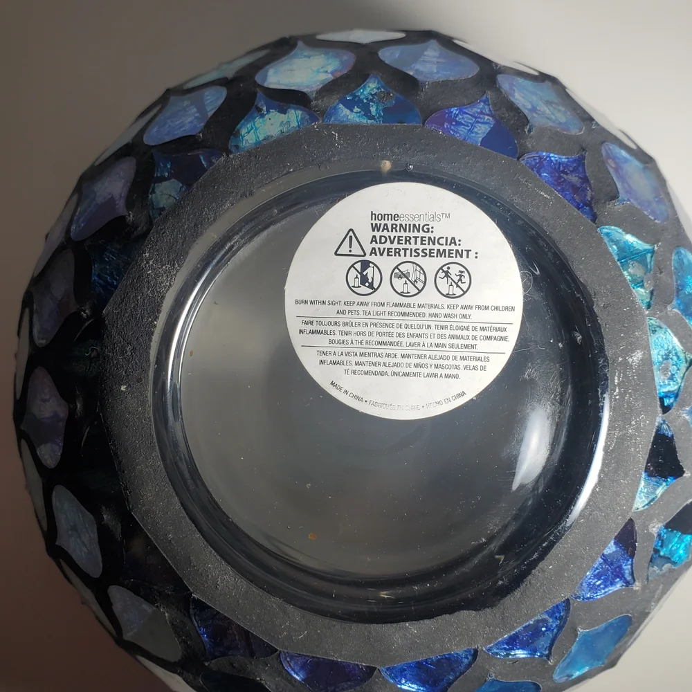 Iridescent Mosaic Glass Candle Holder, Vase, Bowl, Candy Dish NWOT 19